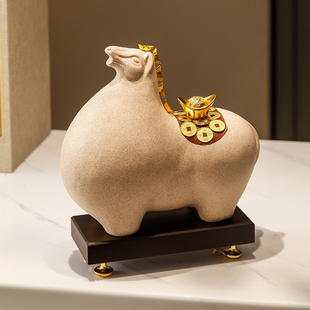 新中式 饰 马上有钱招财摆件高档客厅酒柜创意摆设办公室桌面唐马装