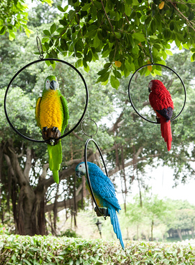 户外园林仿真鹦鹉雕塑摆件花园庭院树脂吊饰景观动物装饰小鸟挂件