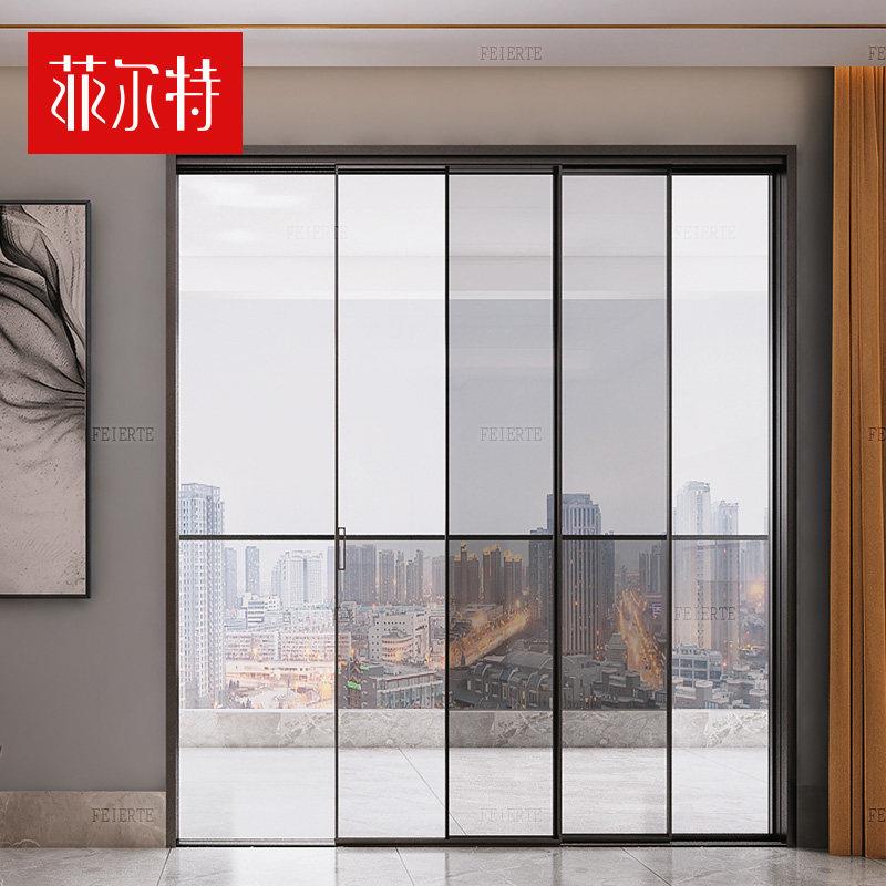 三联动厨房拉门无地轨拉门折叠门化妆室拉门地滑轨移门锁扣