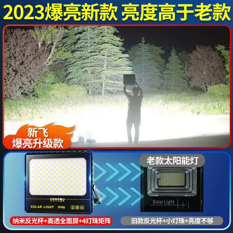 新飞太阳能户外灯庭院家用大功率led投光灯超亮室外防水照明路灯