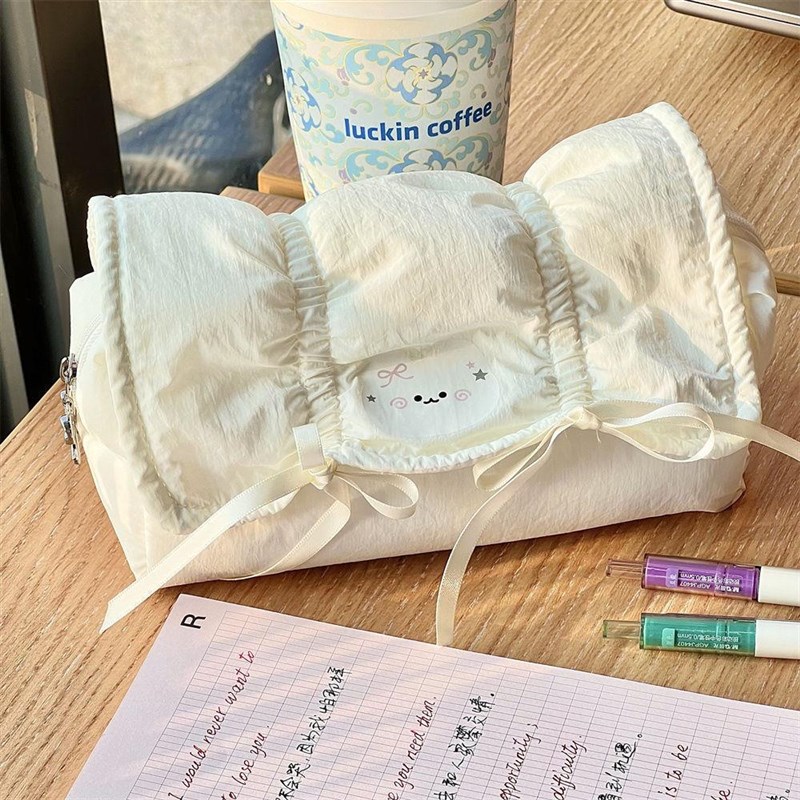 笔袋高颜值ins风新款可爱软萌雪白小猫蝴蝶结笔袋少女心学生用大