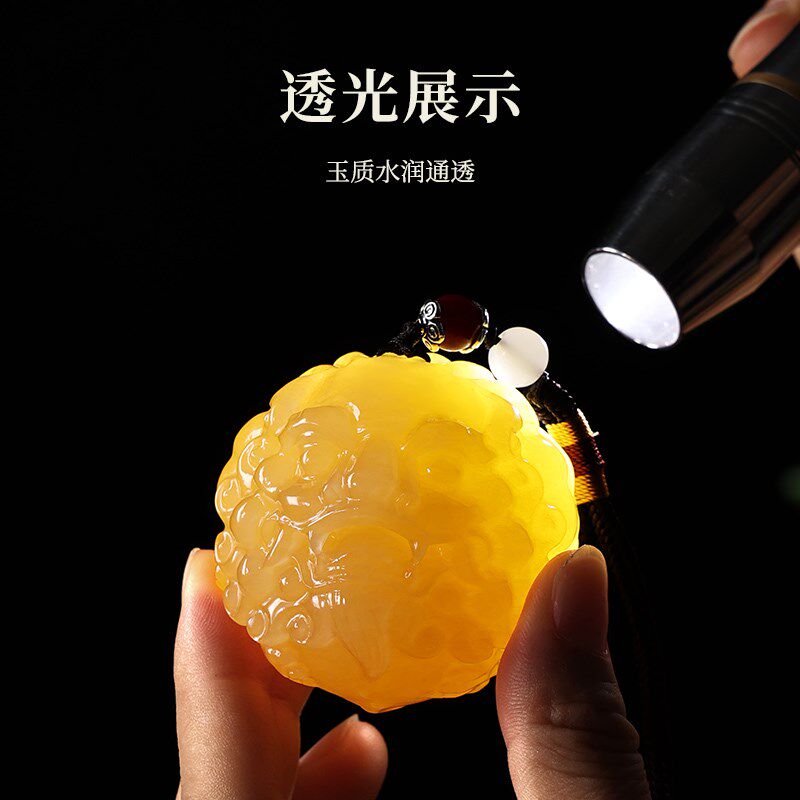 玉石招财貔貅手把件醒狮子头文玩男士随身可把玩桌面摆件解压礼物