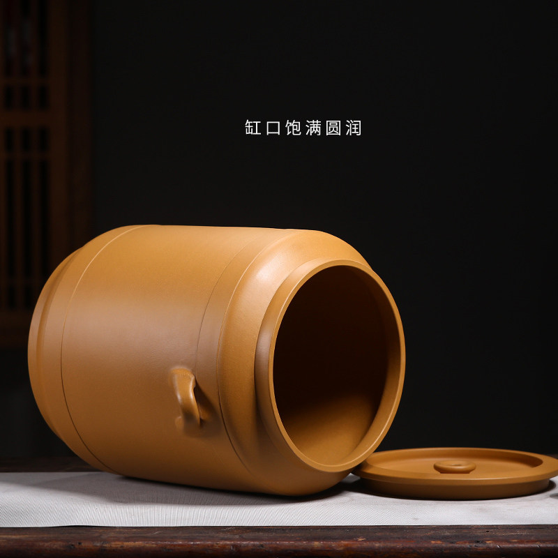 宜兴全手工紫砂茶水缸储水罐家用定制过滤大号段泥净水缸茶水桶