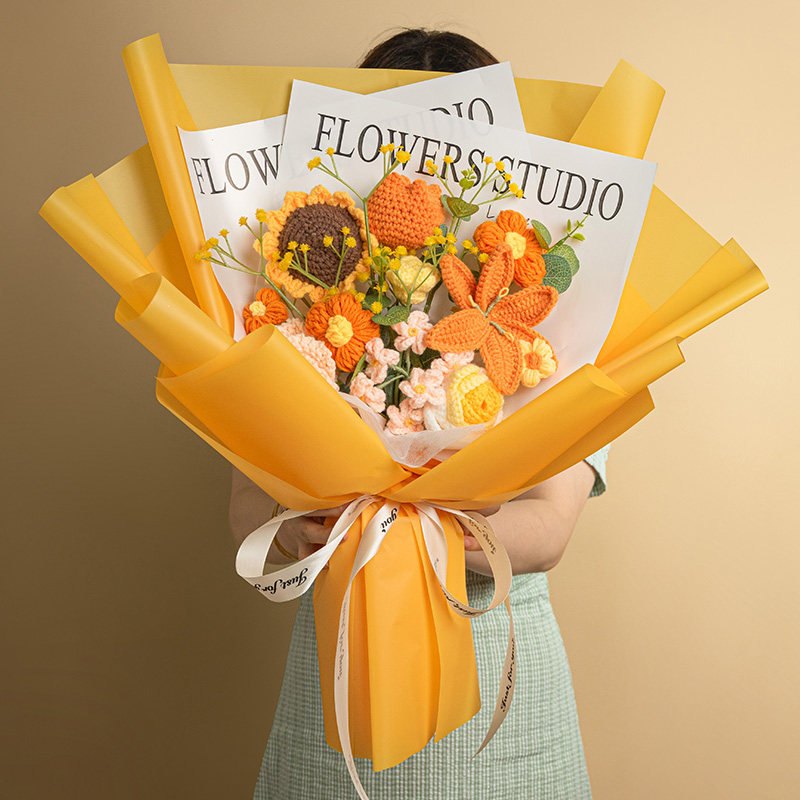 毕业礼物大花束百合向日葵针织花毛线手工编织成品送女友闺蜜生日