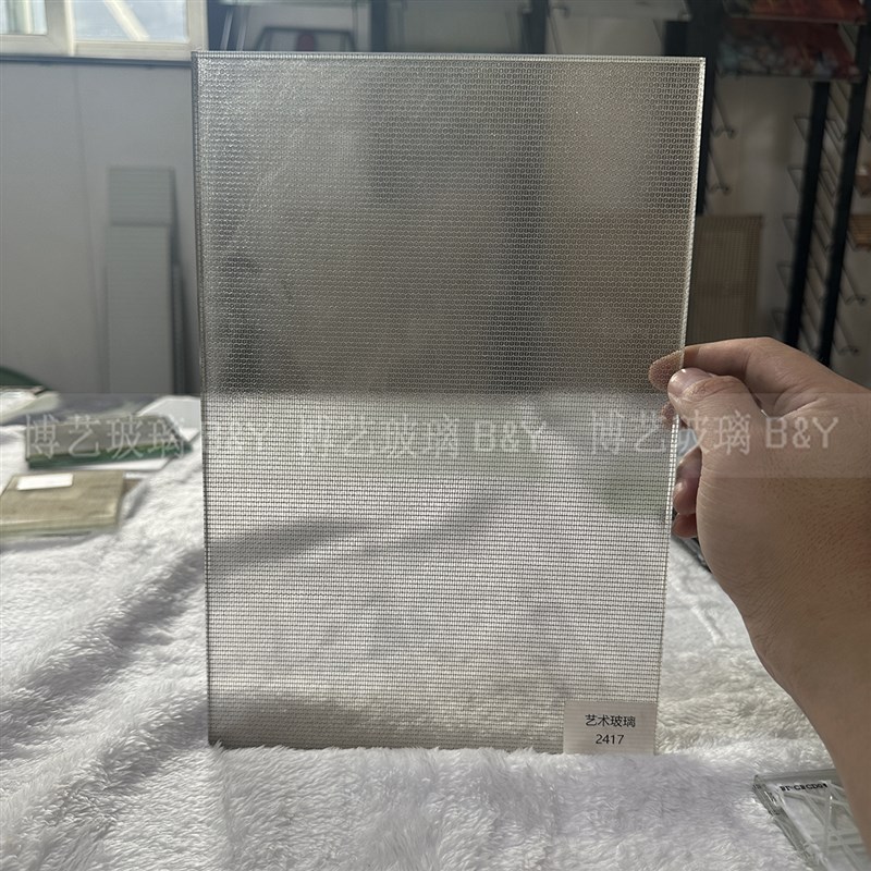 艺术玻璃金属夹丝玄关隔断别墅屏风高端夹丝玻璃鞋柜移门钢化透光