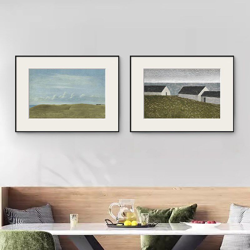 北欧复古乡村风景客厅装饰画法式简约挂画样板房小众艺术壁画摆画
