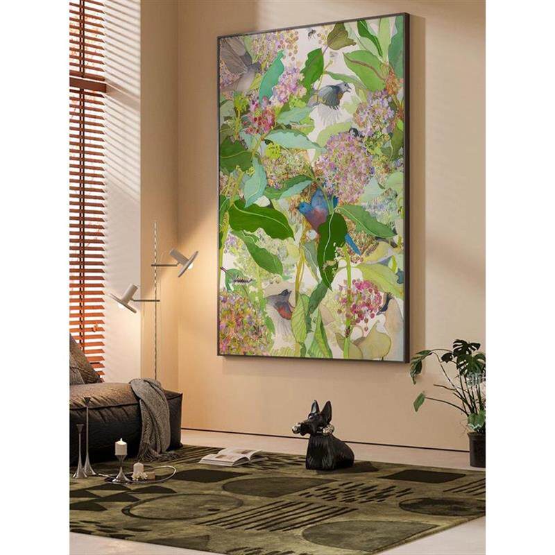 2026新款客厅装饰画小众艺术高级餐厅壁画绿色植物抽象电表箱挂画