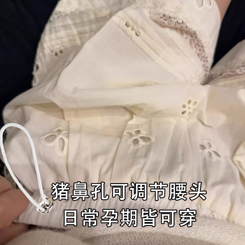 孕妇短裤夏季薄款外穿蕾丝阔腿裤子2025新款不勒肚休闲打底裤夏装
