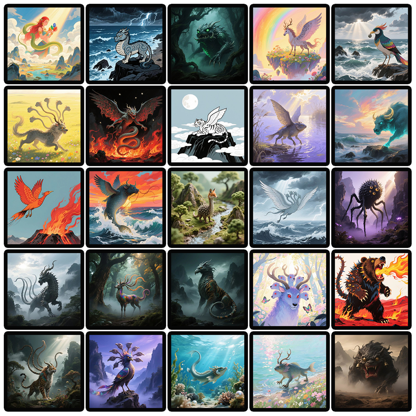 50张中外山海经合集传统流行贴纸