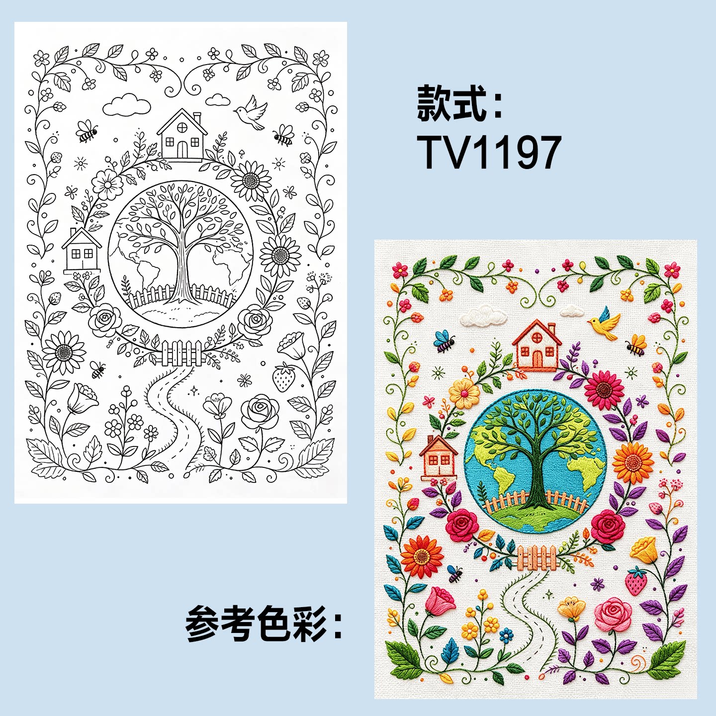 A4满版复古花自粘水溶刺绣贴纸