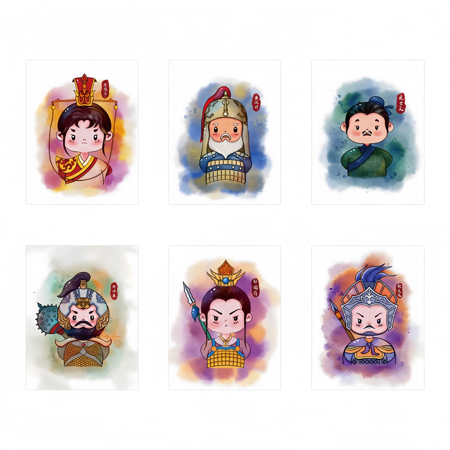 60张卡通Q版三国动画diy贴纸