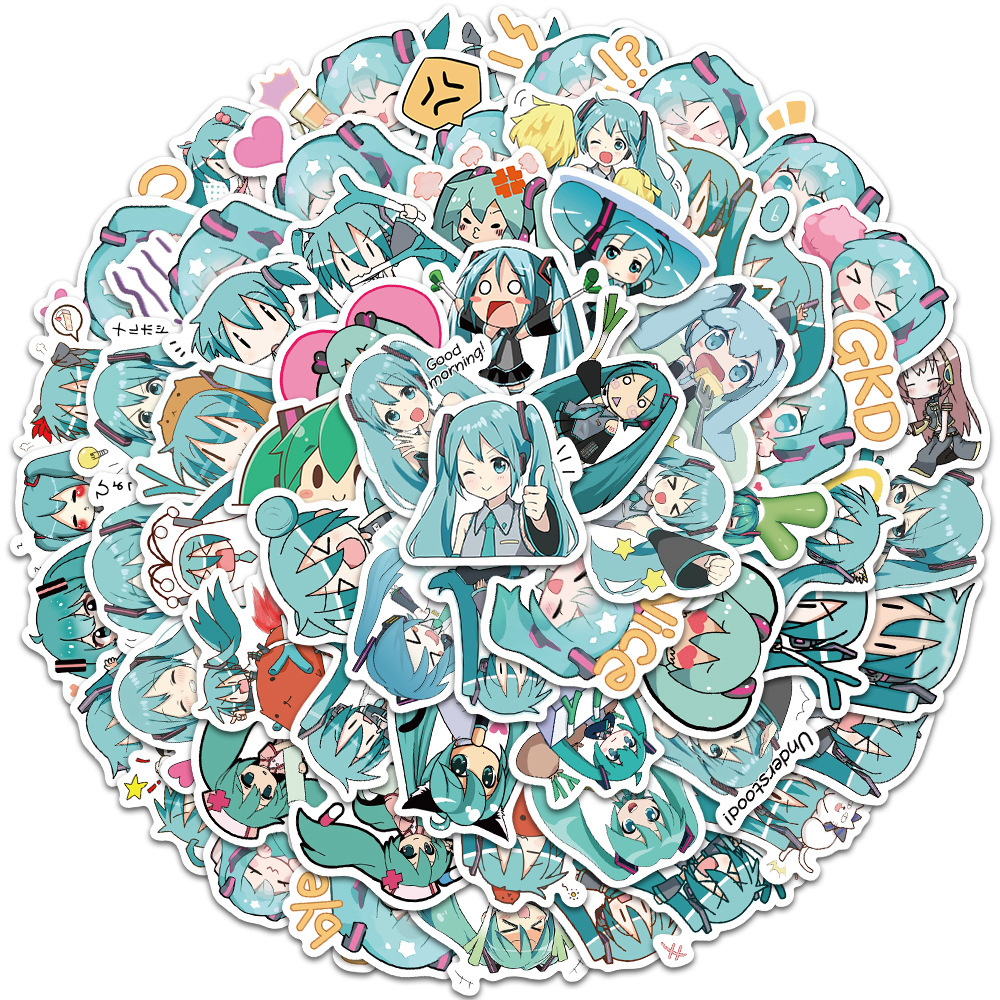 65张初音未来卡通动漫贴纸不留痕