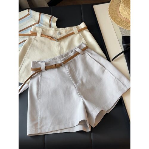韩式简约高腰外穿休闲阔