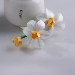 木池秋夏【玉玲珑】非遗手工水仙绒花软簪汉服配饰发簪盘发发饰