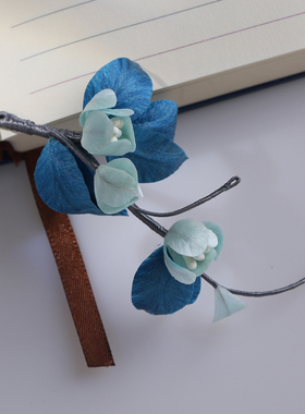 木池秋夏【星空蓝】非遗绒花软簪蓝色花胸花朵女国风汉服旗袍配饰