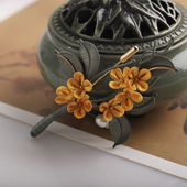 缠花发夹边夹宋制汉服旗袍头饰日常中式 木池秋夏 黄馨 搭配古风