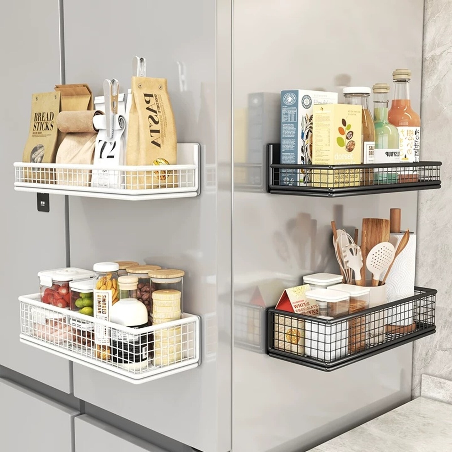 冰箱置物架侧收纳磁吸厨房保鲜袋收纳神器壁挂保鲜膜收纳盒调料架