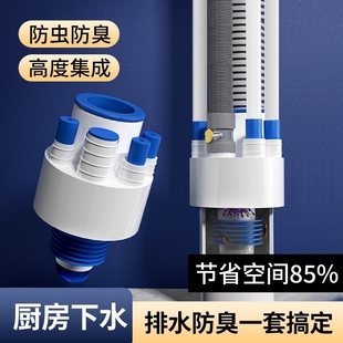 厨房下水道防臭密封圈洗菜盆净水器排水三头通防臭神器接头分流器