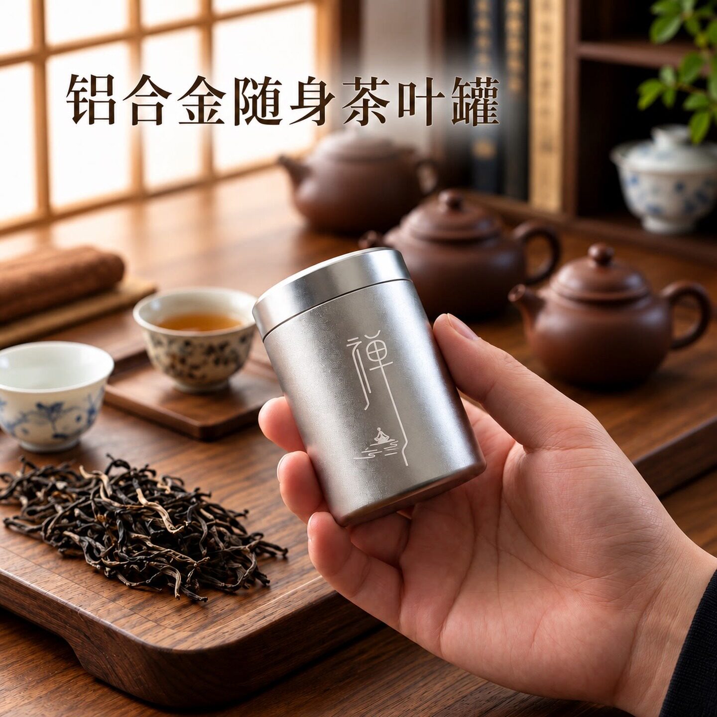 茶叶罐小号便携铝合金茶罐密封罐旅行精致储茶罐空盒茶叶盒茶罐子