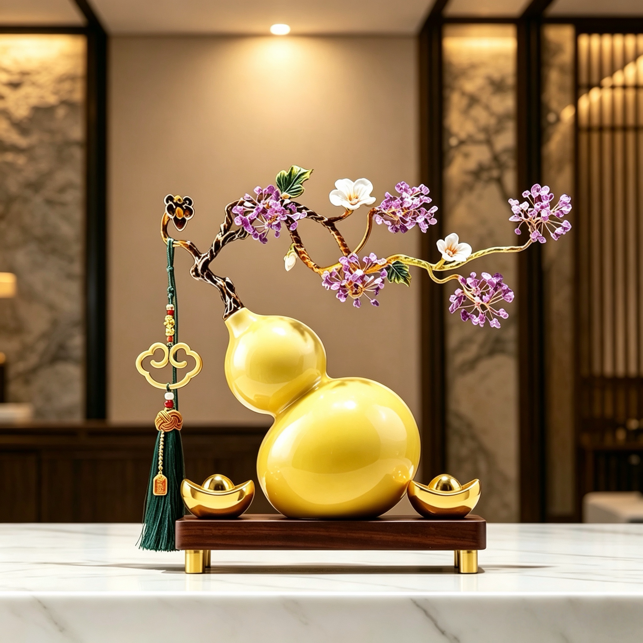紫气东来水晶葫芦摆件乔迁礼物