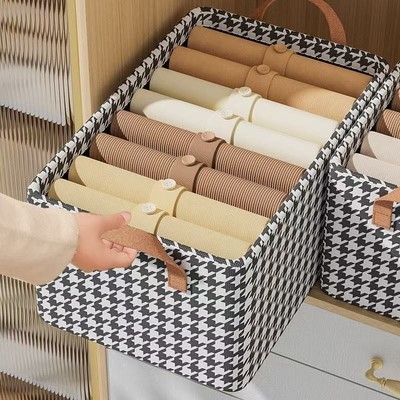 千鸟格收纳盒大容量衣柜抽屉式折叠储物箱多功能家用衣物整理盒子