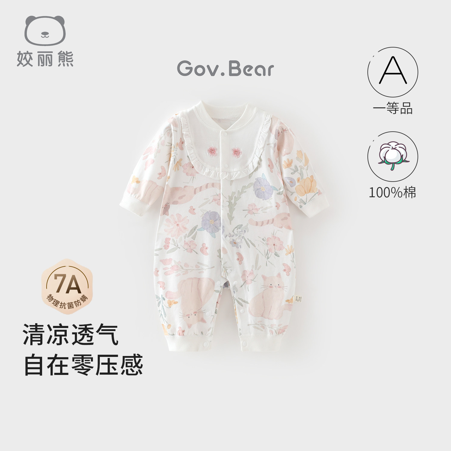 姣丽熊新生婴儿衣服a类纯棉夏季连体衣初生宝宝夏装女宝贴身哈衣图片