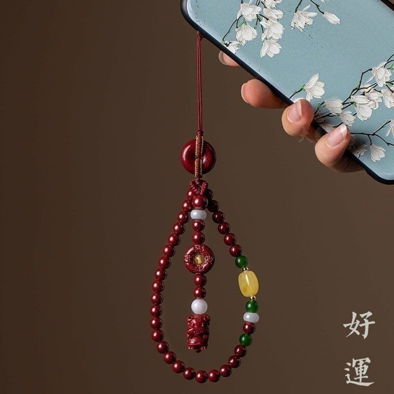 朱砂十二生肖手机吊饰手腕款生肖蛇手机挂绳长版挂绳女手腕绳平安