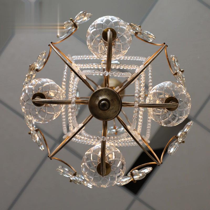 式田园厅水餐晶花吊灯美式复法古民宿阳台灯中轻古奢书房卧00室灯