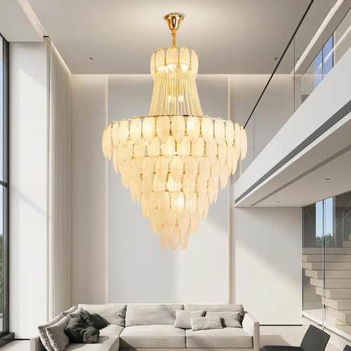 轻奢吊灯高层档大气客厅酒店堂复式别墅楼梯多水羽803毛晶玻璃吊