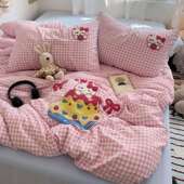 a水棉磨毛毛类巾tb 8182绣床四件套洗单双人床单被套学生宿舍三件