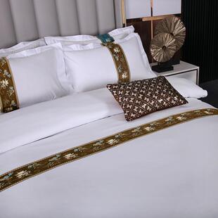 民床宿QHE上用品四件酒店床单款七件套套八件套馆加密加厚全宾套