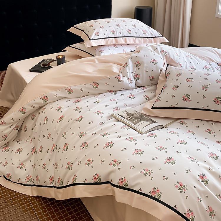 清新式田园码小美碎花1YLS-202400支长绒棉四件套纯缎棉贡被套全