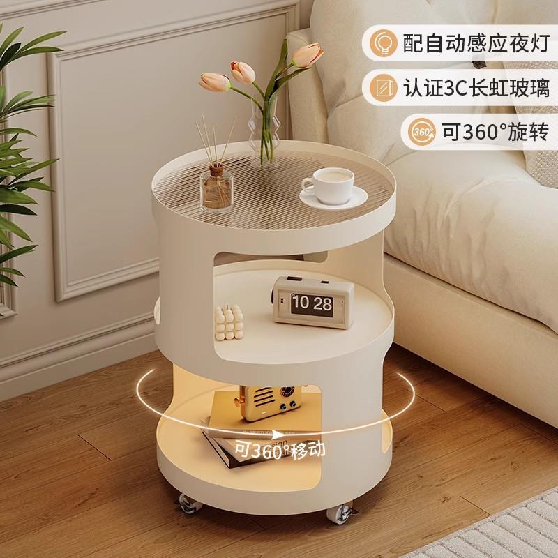 轻奢边几几室床卧头柜ZRI边柜客厅简约茶几奶油风沙发角移推动小