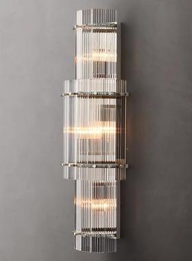 后48379现美式轻奢个性条纹玻璃代RH壁灯简约厅复古设墅计师客别
