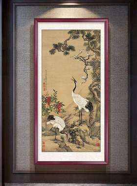 松鹤延进年入户玄关长装LY201228饰画中式门过道廊尽头走挂画寿图