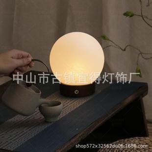 新中式 6025睡 台灯室宋代学禅简约球形玻璃茶美卧室床头意氛围LMD