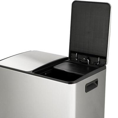 不锈钢两分类垃圾桶商垃40/60L缓降定盖折叠脚踏收用桶室纳FX40-2