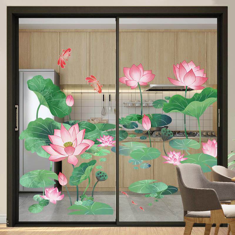 W1推T纸R厨房玻璃门装饰贴自粘客厅阳台拉门F765MJS9防撞墙贴画中