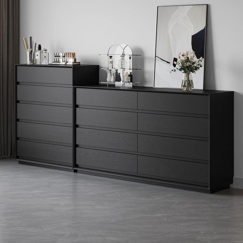 F简l现代约黑色实木六八斗柜组极简卧合室客厅储物s收纳X-3169床