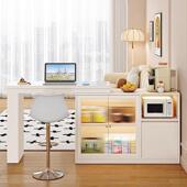 实木台桌子家用酒柜隔断吧客边厅现岩板餐柜59一体小型伸代缩中岛