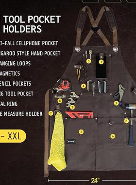 亚马围逊l跨境加厚帆布防水防污裙园艺理师耐磨工发作服印oYS068g