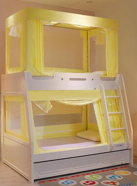 卡通子蚊帐儿童防摔家用OQB母上下床纹帐宿床帘上床铺遮光舍文帐