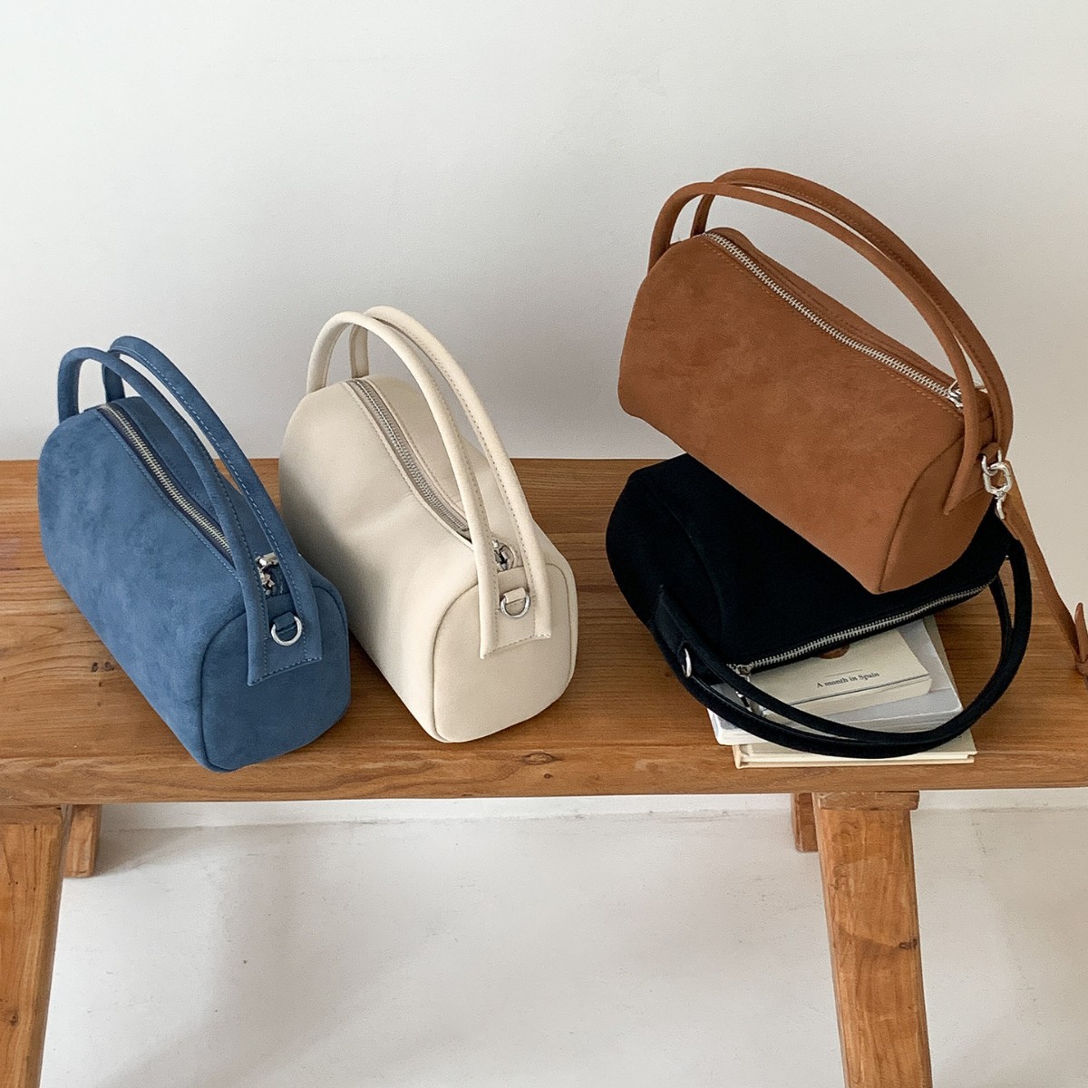 包包女新款冬白色2025秋冬麂皮绒