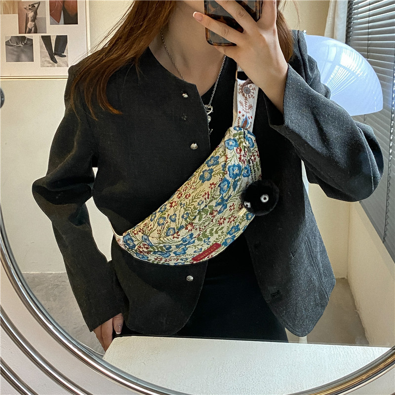 女款2025新款胸包小包包女包潮时尚帆布春夏小众复古宽带斜挎包