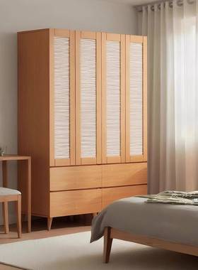 藤编衣柜卧收YG006610纳柜简易置物柜室尘子复古挂衣原木风柜储物