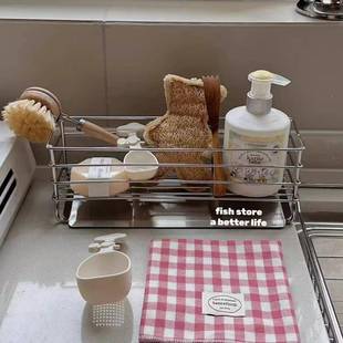 Fish纳tore 厨房水池台s面 HYkrwtkw不锈钢海绵架水槽刷子洗手液