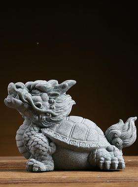 创意青砂石国风鱼招假财龙龟动物件摆客厅玄关山缸庭院造CSZW-BJA