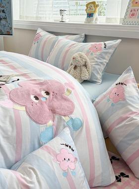 可爱mushang10四件套纯棉套床0床笠床上用品卡被通单学生宿舍三件