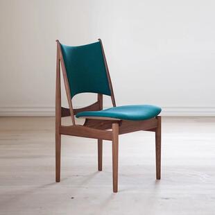 及中古木小酋餐椅家用酒店民宿白实蜡木埃椅设J99计师长款休闲椅