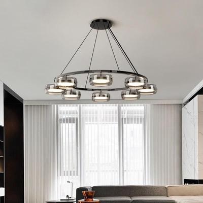 客厅圆吊灯意式极简创大气玻璃年意个性艺术207125新款环主吊灯